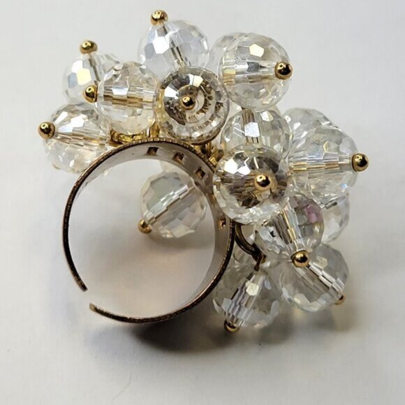 Crystal Cluster RingAdjustable Crystal Ring, Statement Crystal Ring - Picture 3 of 7